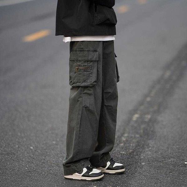 Calças masculinas SLAs Hip Hop Baggy Troushers Man Straight Ltipoets Cargo Pants para homens Y2K Street Wi Frete grátis Alongamento regular FIT XL Z0410