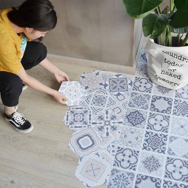 Papéis de parede 10pcs adesivos de piso de quarto autoadesivo banheiro de cozinha decoração de casa impermeável sem deslizamento