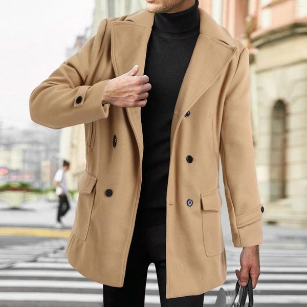 Giacche da uomo Mods Cappotto da uomo Manica con risvolto invernale Colletto imbottito Giacca lunga in pelle vintage addensata cappotti caldi