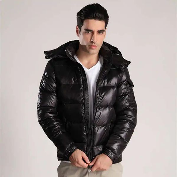 Masculino para baixo parkas eterno clássico jaqueta homens com capuz inverno destacável chapéu branco ganso enchimento quente casaco casual enviar saco de poeira 231110