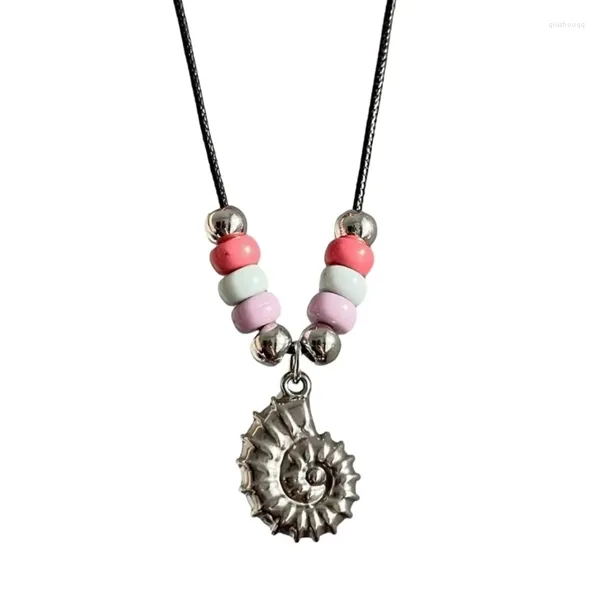 Цепочки в богемном стиле, черная веревка, ожерелье, уникальный пляжный кулон-раковина, красочные бусины, ювелирные изделия, подарок