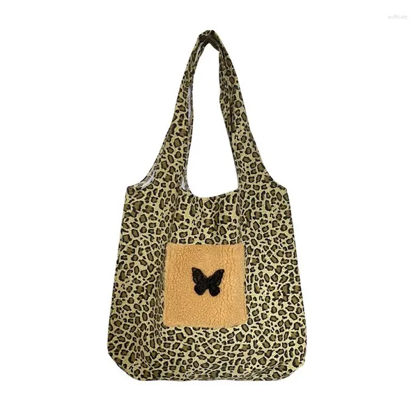 Borse da sera Borsa a tracolla da donna design primaverile Borsa a tracolla da donna alla moda da strada con farfalla tridimensionale leopardata di grande capacità