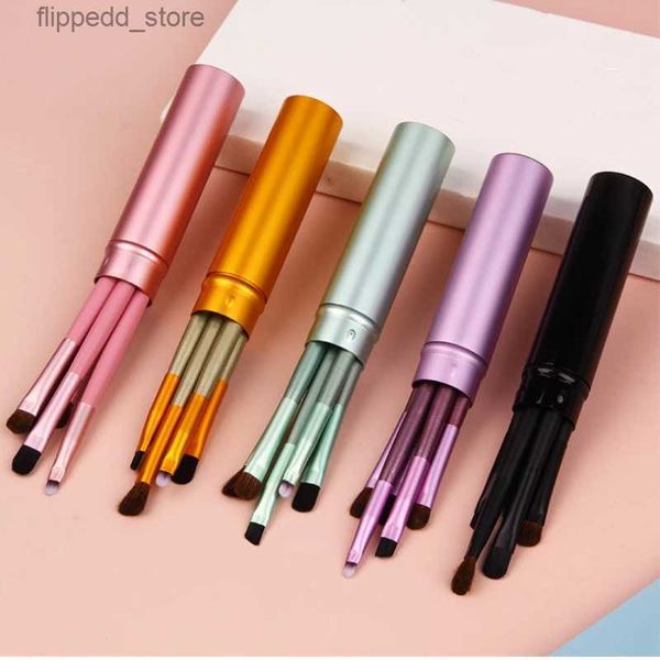 Pincéis de maquiagem HEALLOR 5 PCS Conjunto de pincéis de maquiagem Tubo de alumínio Eyeliner Eyeshadow Brush Lip Brush Concealer Brush Cosmetics Tools Q231110