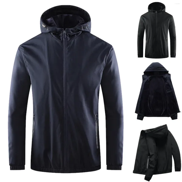 Мужские куртки, одежда, мужской пуловер, однотонная куртка, зимняя длинная H, уличная куртка с капюшоном и молнией, дождевое мужское пальто, летнее