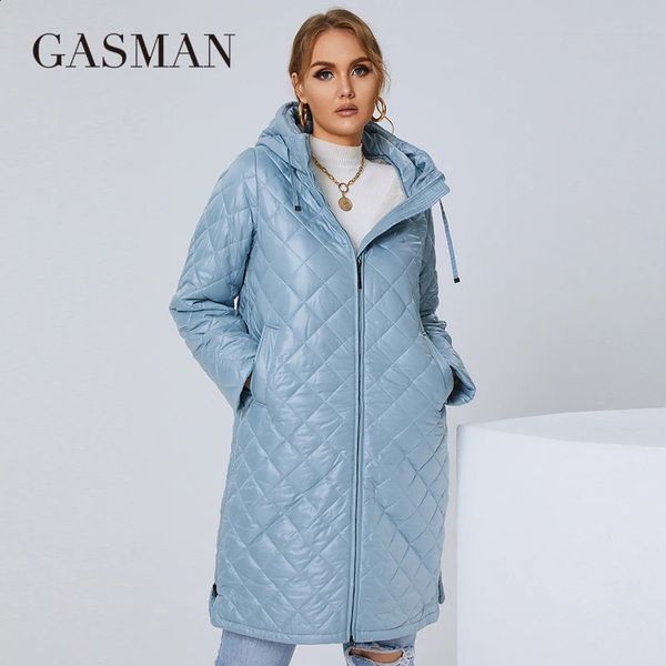 Parkas femininas GASMAN Jaqueta feminina outono inverno moda XL-5XL longa parka de rua forro peludo casaco de marca de alta qualidade mulher 81121 231109