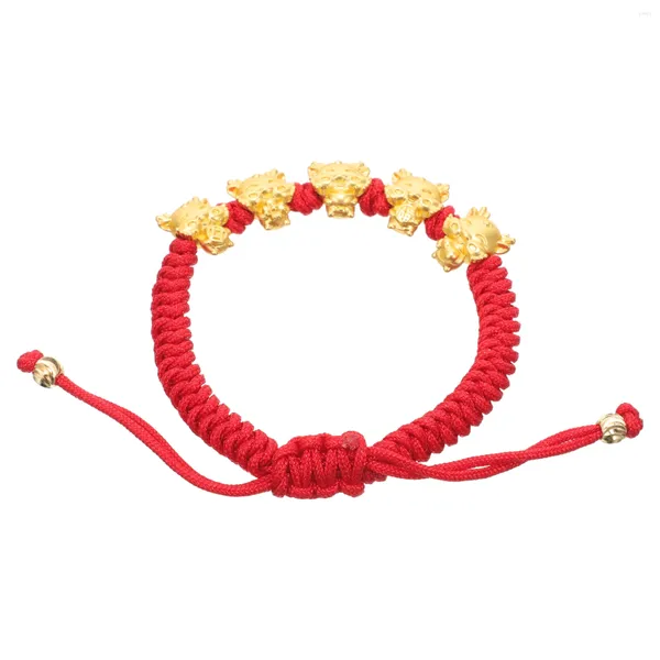 Braccialetti con ciondoli Regalo Bracciale Anno del Drago Protezione Corda intrecciata Trasporto Lega di alluminio rossa Uomo Donna Il