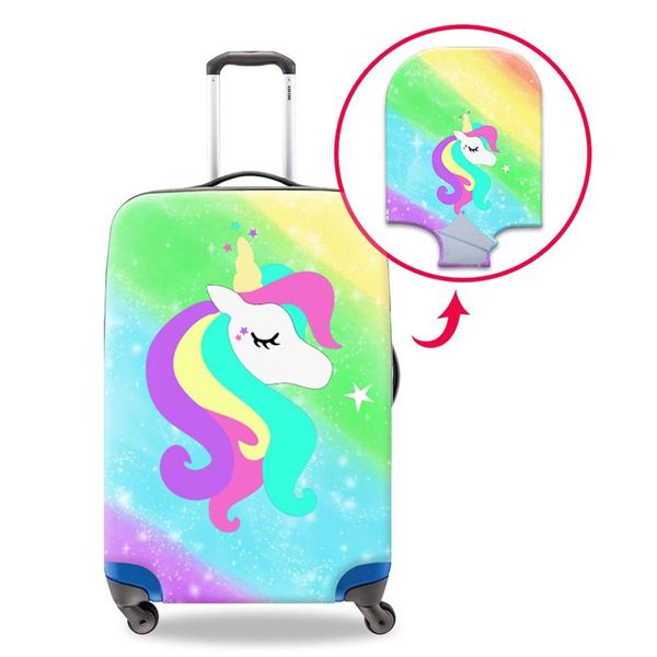 Regenbogen Cartoon Einhorn Druck Gepäck Abdeckung Für 18-30 Zoll Fall frauen Elastische Koffer Schutzhüllen Damen Staub Tra2828