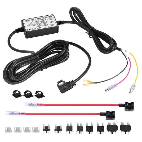 Kit de cabo de alimentação para monitoramento de carro, dvr, conversor de 12/24v a 5v 25a para câmera dash, estacionamento 24 horas, xsigb