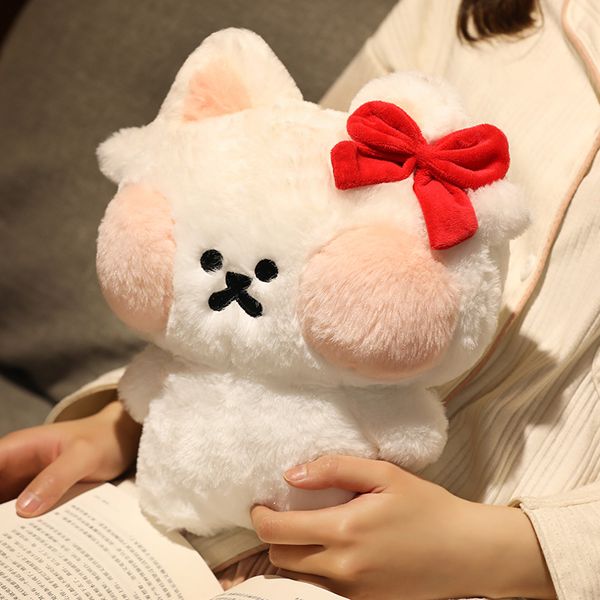 25cm Kawaii Rice Ball Cat Doll Plush Toy White Dudu Toy Toy Toy Soft Kitten Plexushie Peluche Baby Animal Kids Presente de aniversário