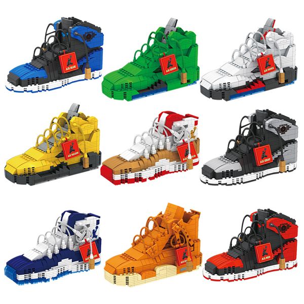 681 Teile Modellbausätze Mini Block Jungen Turnschuhe Anime DIY Spielzeug Stress Kinder Überraschung Großhandel