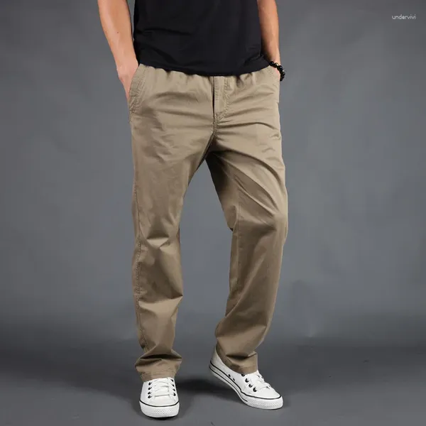 Männer Hosen Mode Herren Lose Breite Cargo Military Gerade Licht Männer Casual Baumwolle Jungen Elastische Taille Hosen Plus Größe s-4XL