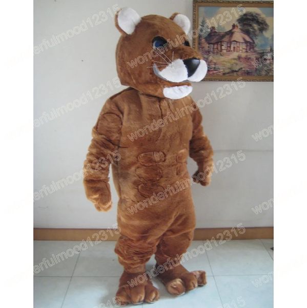 Leistung Brauner Panther Maskottchen Kostüme Karneval Hallowen Geschenke Erwachsene Größe Ausgefallene Spiele Outfit Urlaub Außenwerbung Outfit Anzug