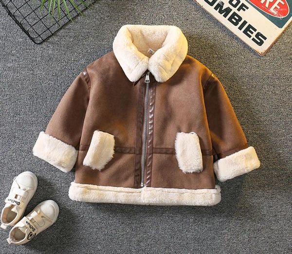 Daunenmantel für Kinder, doppelseitiges Fell, verdickt, 2023 Winter, Plüsch-Revers-Reißverschlussjacke, modische, lebendige Windjacke für Jungen und Mädchen