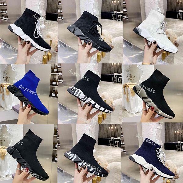 Meias sapatos velocidade treinador designer tênis triplo s 2.0 mulheres sapatos masculinos moda malha elástica meias botas masculino sapato esportivo deslizamento-on