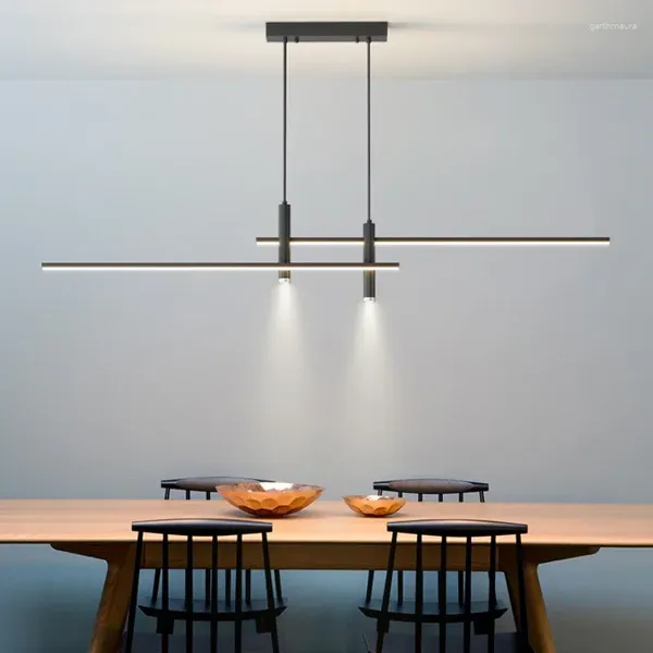 Lustres nórdicos sala de jantar candelabro uma palavra longa luz moderna simples mesa de bar com holofotes