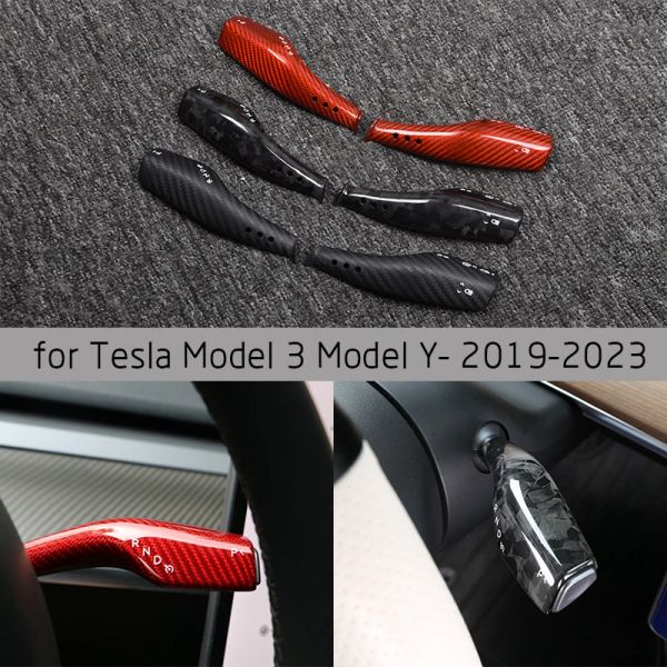 Для Tesla Model 3 Y 2017-2023 Автомобильный переключатель указателя поворота, ручка стеклоочистителя, встроенная крышка, автомобильное углеродное волокно, украшающая аксессуары для внутренней отделки