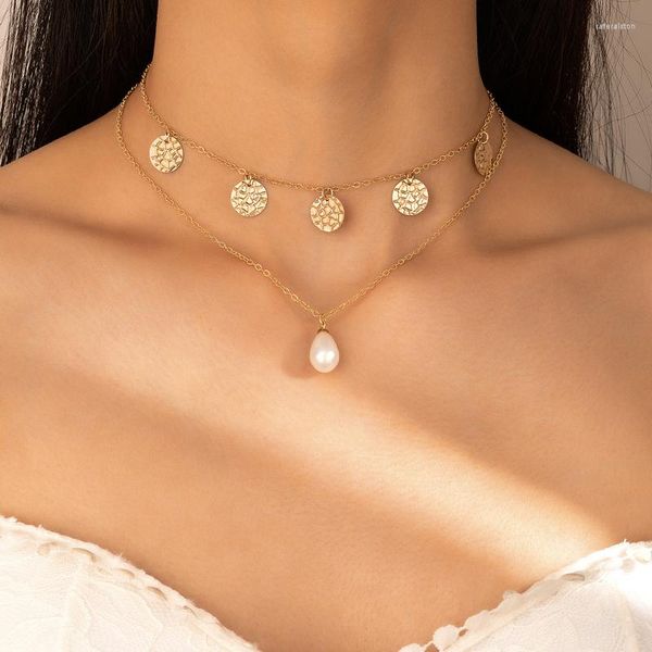 Ketten Herz Anhänger Neckalce Für Frauen Luxus Perle Stein Schmetterling Blumen Geoemtric Mehrschichtige Schlüsselbeinkette Jewelry22057