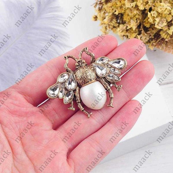 Broches abelha pérola shinestone broche antigo tonificado inseto bug jóias corsage m230410