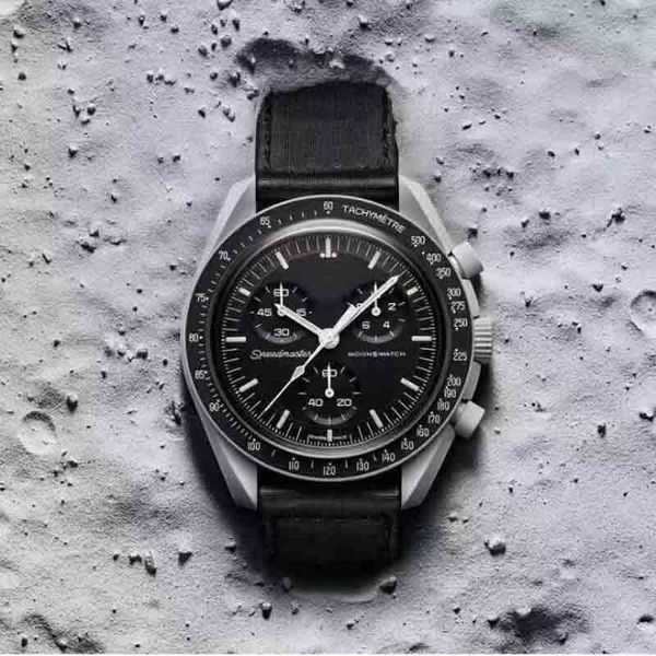 Moonswatch Swiss Quqrtz Chronograph Mens Watch SO33R100 Миссия на Марс 42 -мм настоящий огненный красный керамический белый циферблат нейлон с коробкой Super Edition Puretime 101