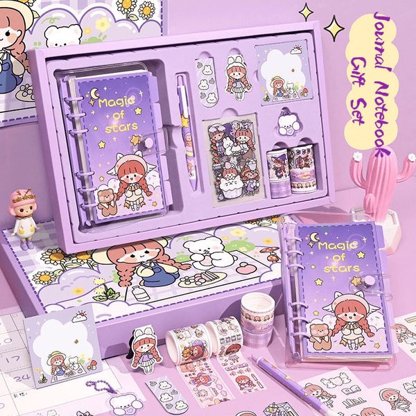 Блокнот Skysonic Journal Binder Notebbook Set Magic Loose Leaf Diary Bullet Повестка дня Refull Paper Gift Box Kawaii канцелярия 230408