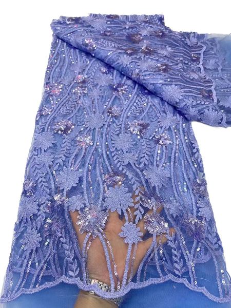 2023 Высокое Качество Французского Тюля Чистого Кружева 5 ярдов Блестки Вышивка Свадебное Фиолетовое Женское Зеленое Платье Швейное Ремесло Многоцветный DIY Материал в продаже Современный Стиль KY-6355