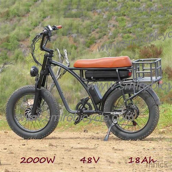 Pedali bici SMLRO E5 Plus 2000watt Ebik Doppio motore Moto elettrica 48V 18AH Fat Bike Per uomini Adulti Mountain Beach Ebike Biciclette M230411