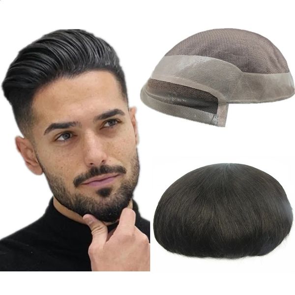 Perucas de crianças masculinas Toupee para homens Mono NPU Human Hair Pedaços Unidades de cabelo Sistema de substituição de cabelo masculino Prótese de cabelo 231109