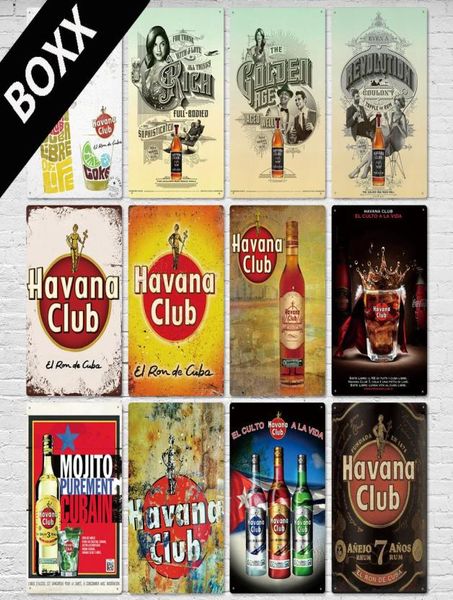 Havana clube rum vintage metal estanho sinais retro cerveja letras impressas placa para bar pub clube homem caverna bebida parede decor5365033