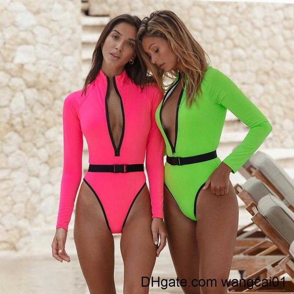Bkld Long Seve Bodysuit 2020 Осень Зимние Женщины Мода Zipper V-образное v-образное кусоч