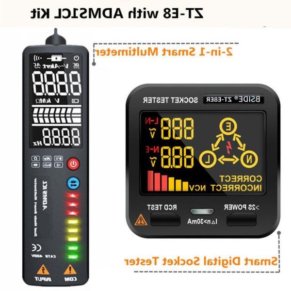 Freeshipping 24 LCD voltaj dedektörü temassız devre volt test cihazı kalemi voltmetre ncv soketi canlı tel kontrolü hz ohm süreklilik börek