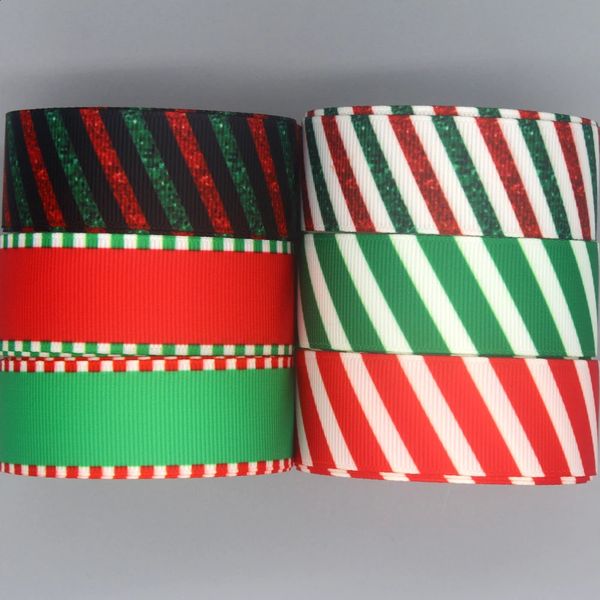 Geschenkpapier DHK 50 Yards Weihnachten Rot Grün Bedrucktes Ripsband Zubehör Material Kopfbedeckung Dekoration DIY Nähen Handwerk S2258 231109