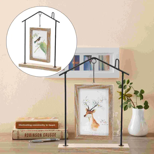 Decorazione per feste Po Frame Cornici per foto Espositore da tavolo Pos Rustico Decorativo Matrimonio Metallo Desktop Appeso Supporto da parete Supporti in legno