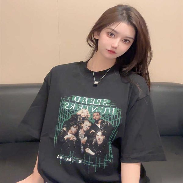 Abbigliamento da donna firmato con sconto del 20% Camicia High Edition Family Rock Band Portrait Kangli Direct Spray Printing T-shirt manica 280g