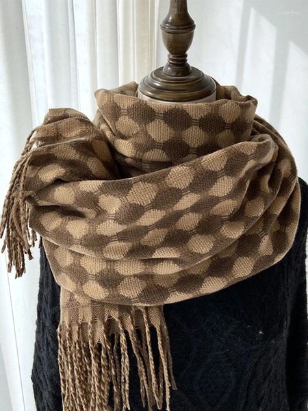 Lenços vintage lenço lenço inverno mulheres senhoras homens preppy cachecol borla macio pashmina mujer masculino foulard longo envoltório xale unisex