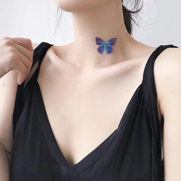 Gargantilha 30cm corrente curta malha borboleta colar para mulheres goth elegante design exclusivo ajustável clavícula y2k jóias presente
