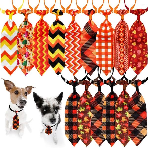 Hundebekleidung 50 Stück Herbst-Thanksgiving-Haustier-Krawatte, Pflege-Schleifenkrawatten mit Kürbismuster, verstellbares Welpen-Festival-Zubehör