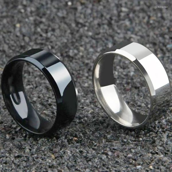 Cluster Ringe 1 Stück Mode Schwarz Paar Ring Einfach Glänzend Vorschlag Für Männer Frauen Edelstahl Hochzeit Schmuck Breite 8mm