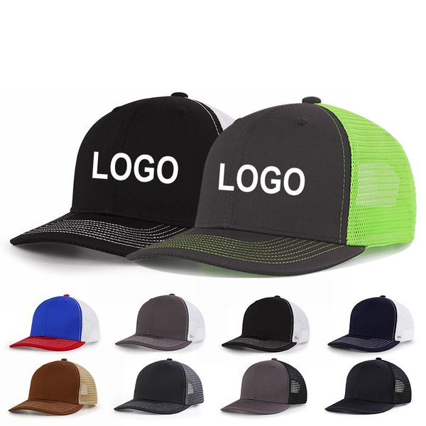 Trucker Hats Logo benutzerdefinierte Baseballkappen Hip Hop Verstellbarer Schnappschack Erwachsener Kinder Größe Stickerei Druck Logo Frühling Sommersonne Visor