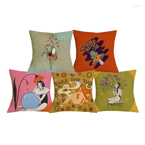 Cuscino moderno creativo stampa lino S copertura divertente rana cuscini decorativi caso divano del soggiorno