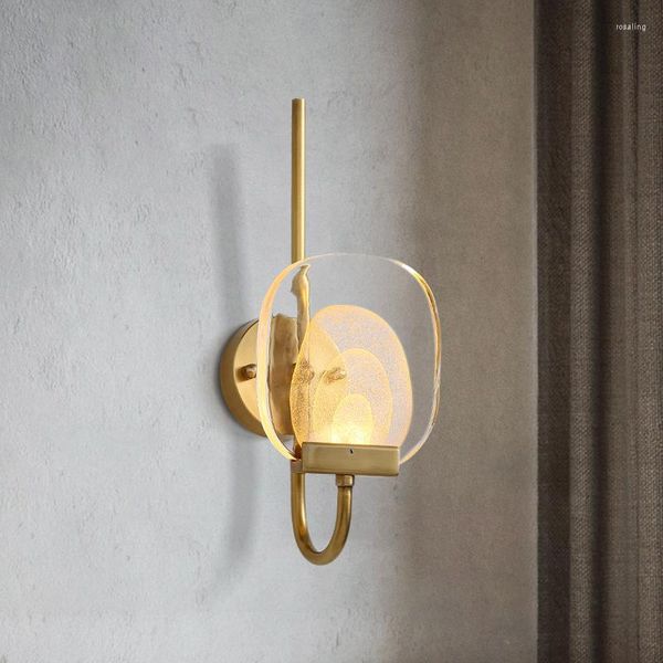 Lampada da parete tutto in vetro rame Led Art Camera da letto Comodino Corridoio Scale Light Luxury Modern Designer Sconce Lampade da sala da pranzo