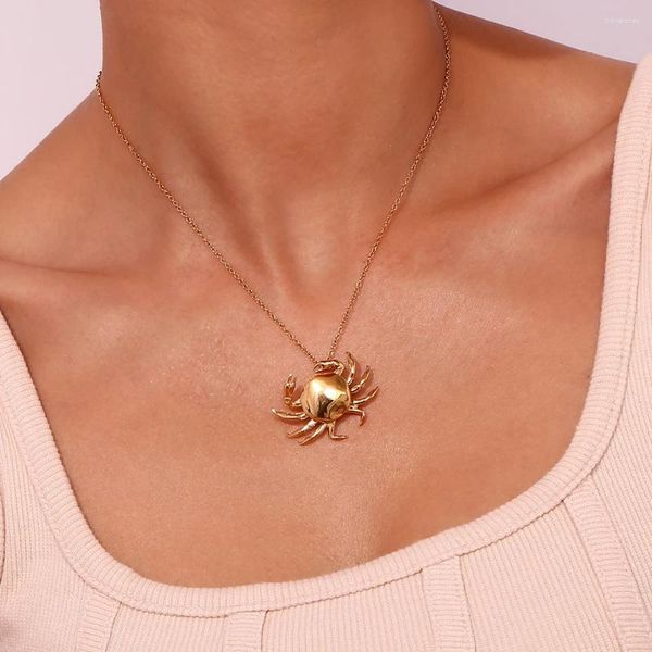 Colares de pingente Pequeno caranguejo colar bonito mancha livre 18k banhado a ouro decoração prata cor 316l jóias de aço inoxidável