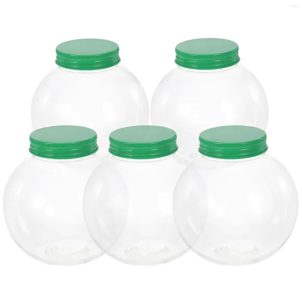 Bottiglie di stoccaggio Barattolo di caramelle natalizie da 5 pezzi Confezione di bottiglie in plastica trasparente La bomboniera per animali domestici