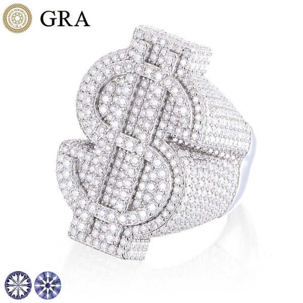Gioielli Designer personalizzato Luxurty maschile oro Sterling Sier VVS Moissanite Diamond Iced Out USD Dollar Anello