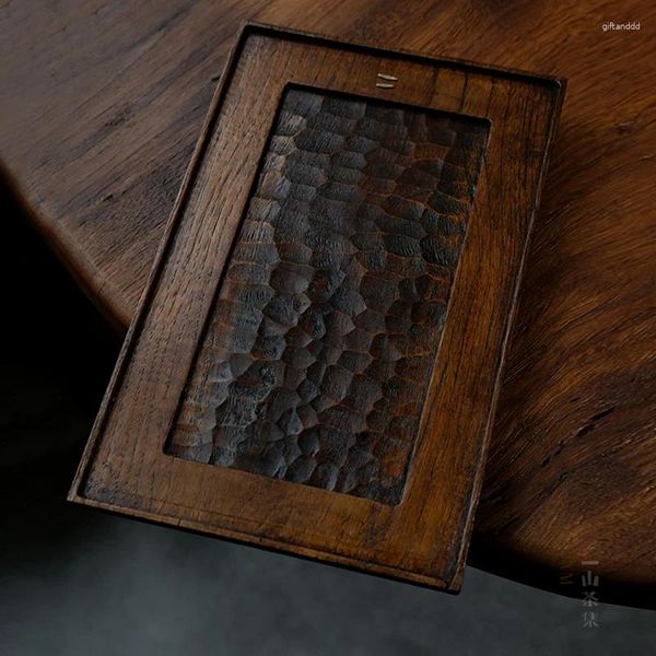 Vassoi da tè Elegante set rettangolare cinese con tappetino in legno scuro di lusso, vassoio decorativo nero Sunum Tepsisi, decorazione per la casa