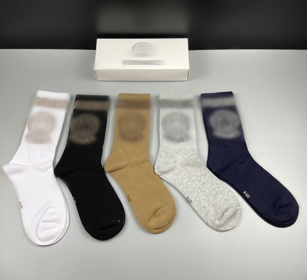 Hochwertige Designer-Socken für Herren und Damen, fünf Paar, Luxe-Sport-Winter-Buchstaben-gedruckte Socke, Stickerei, Baumwolle, Mann und Frau, f4