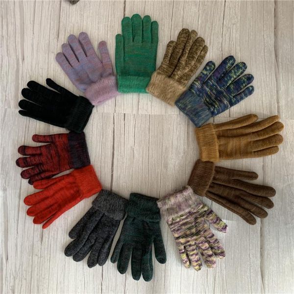 Fünf-Finger-Handschuhe für Kinder, warm, Winter, gestrickt, Vollfinger, Kinderfäustlinge, Mädchen, weiblich, solide, Jungen, Woll-Handgelenkwärmer