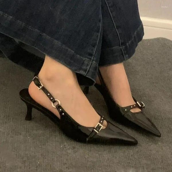 Модельные туфли, женские босоножки на высоком каблуке с французским дизайном, весна-лето 2023, весна-осень, модный узкий каблук на остром каблуке в форме булочки