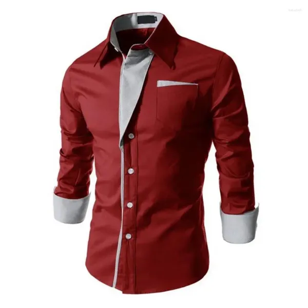 Camisas casuais masculinas moda masculina manga completa listra camisa homens fino ajuste design formal vestido cores tamanho L-4XL