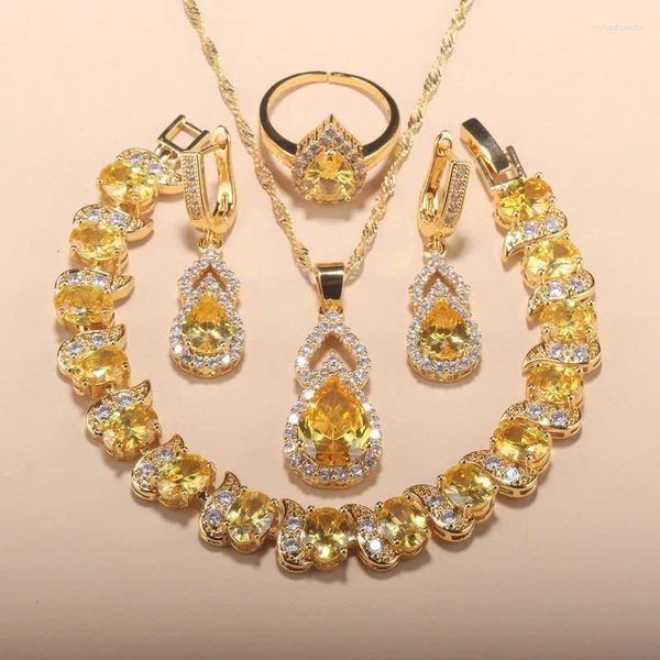 Комплект ожерелья и серег, роскошные аксессуары на Ближнем Востоке, золотой цвет в Дубае, браслет для свадьбы и вечеринки, регулируемый размер кольца