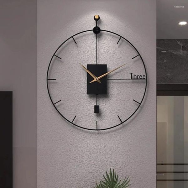 Relógios de parede Arte Relógio de Mão Decoração Elegante Presente Único Casa Redondo Metal Moderno Designer Preto Reloj Decor